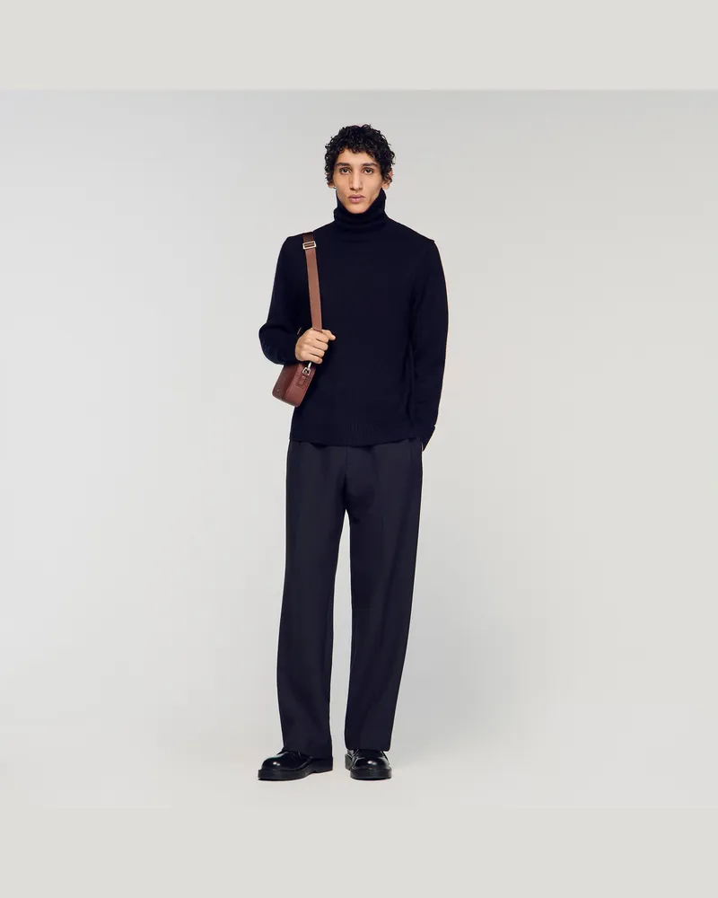 Sandro Rollkragenpullover aus Wolle & Kaschmir Schwarz