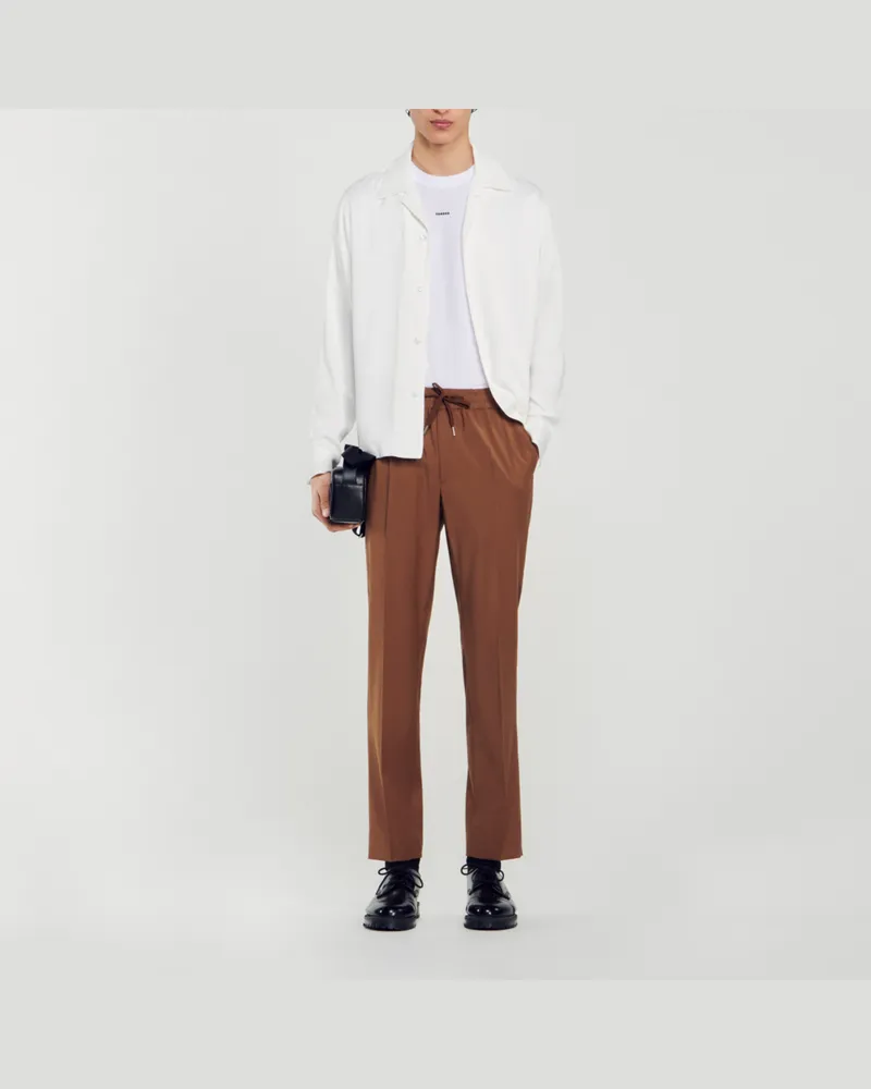 Sandro Elastische Hose mit geradem Schnitt Braun