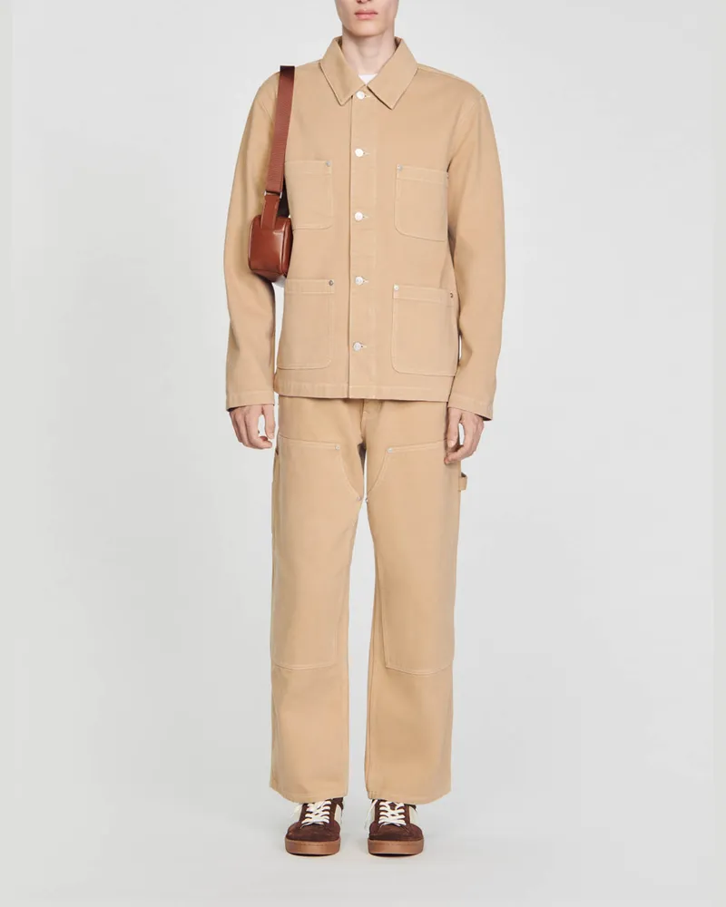 Sandro Worker-Jacke aus Denim Beige