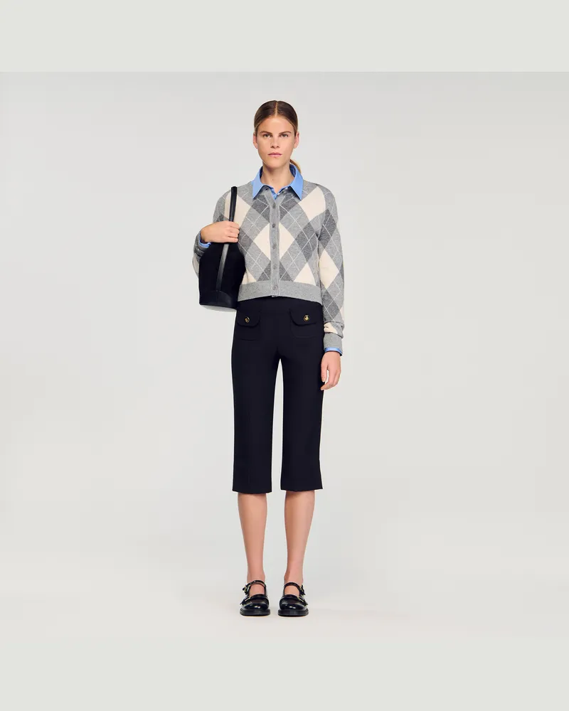 Sandro Cardigan mit Rautenmuster Grau