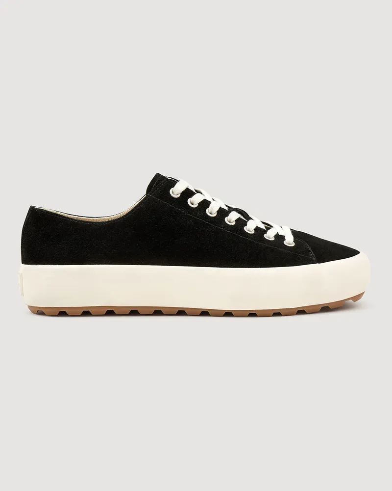 Sandro Niedrige Sneakers aus Spaltleder Schwarz