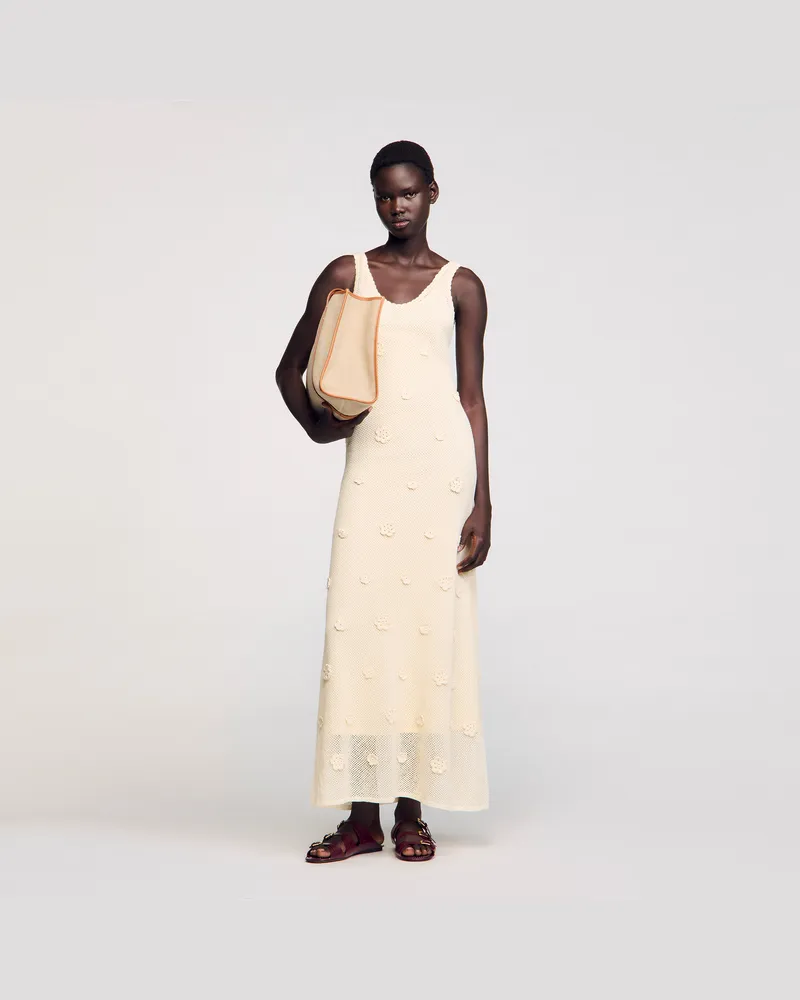 Sandro Langes Strickkleid Ecru