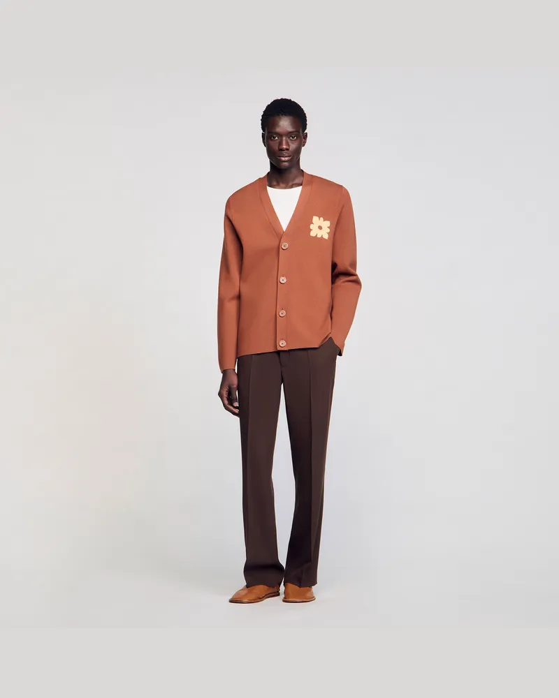 Sandro Cardigan mit Blumendetail Moka.