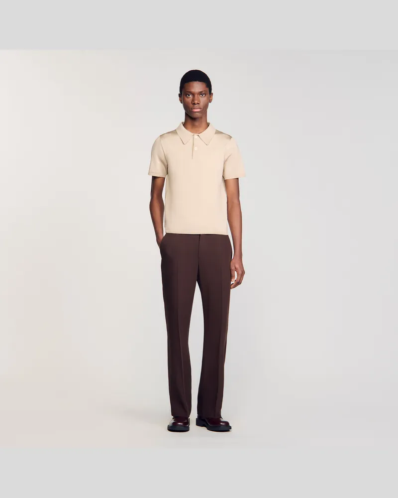 Sandro Strick-Poloshirt mit kurzen Ärmeln Avoine