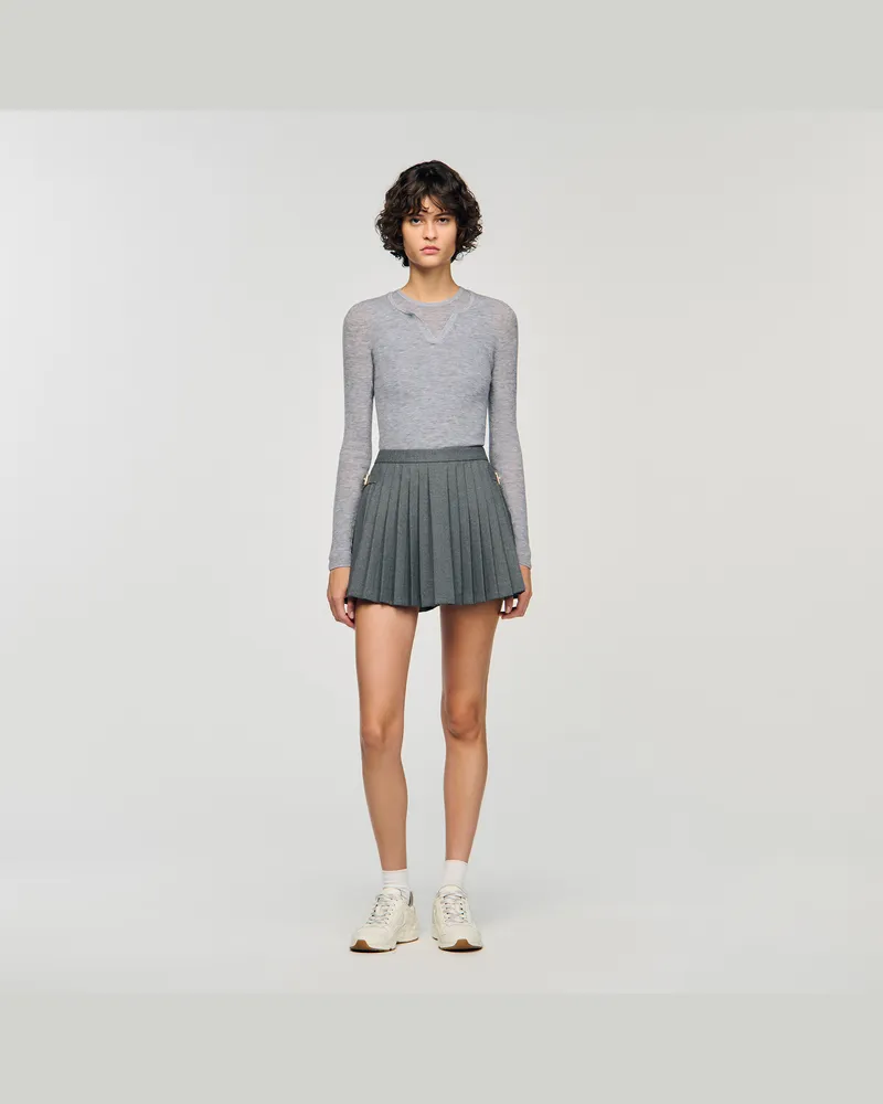 Sandro Wollpullover mit Trompe-l'ail-Effekt Grau