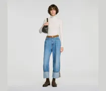 Woll-Rollkragenpullover mit Volant