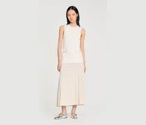 Langes Strickkleid mit Perlen