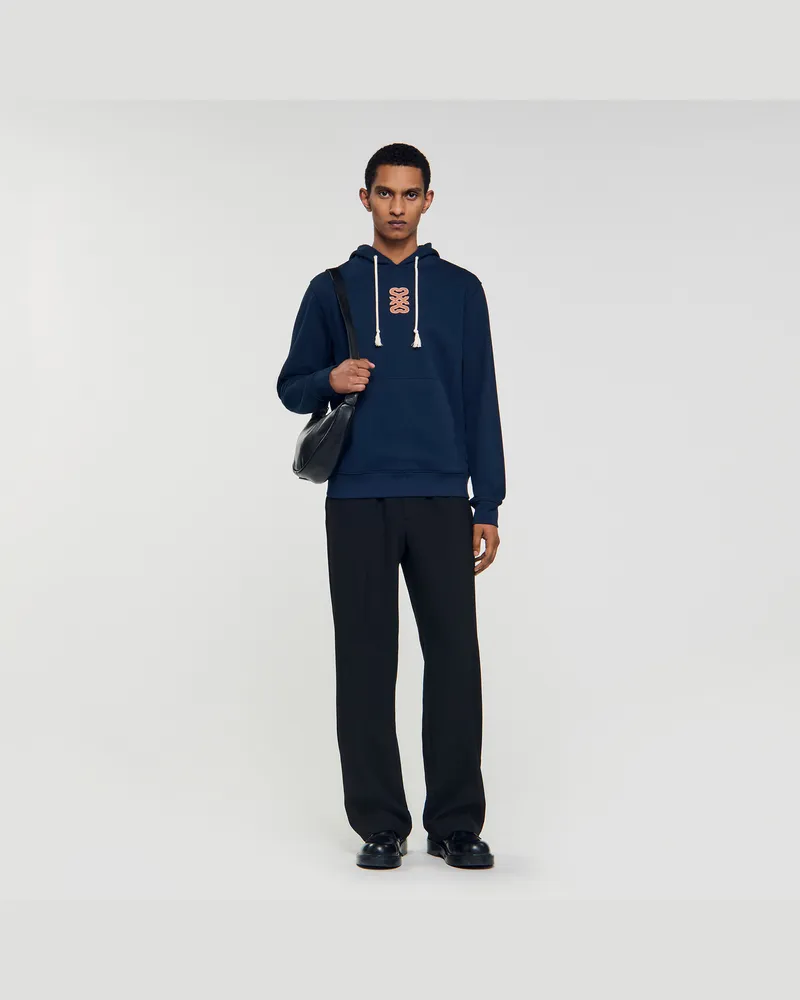 Sandro Sweatshirt mit Leder-Patch Marine