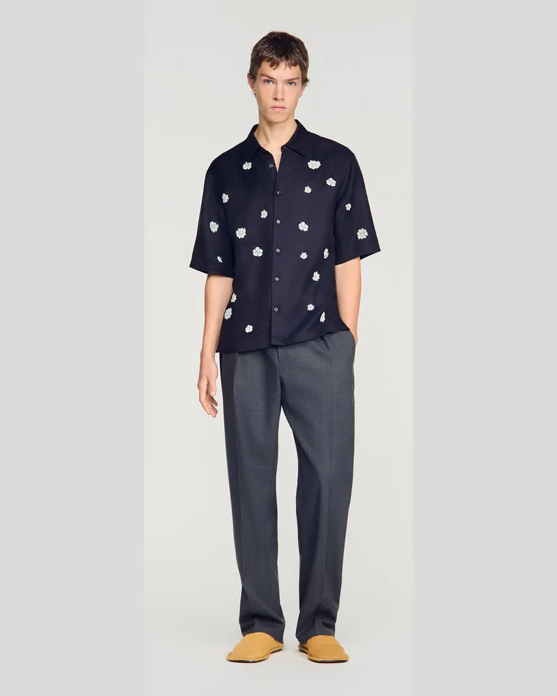 Sandro Fließendes Hemd mit Blumenprint Midnight