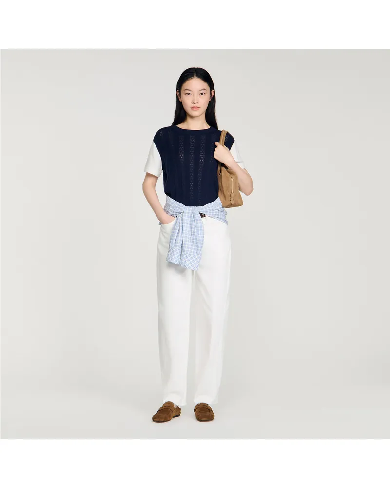 Sandro Pullover aus Ajourstrick Marine