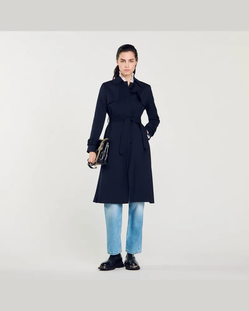 Sandro Trenchcoat mit Plissierungen Marine