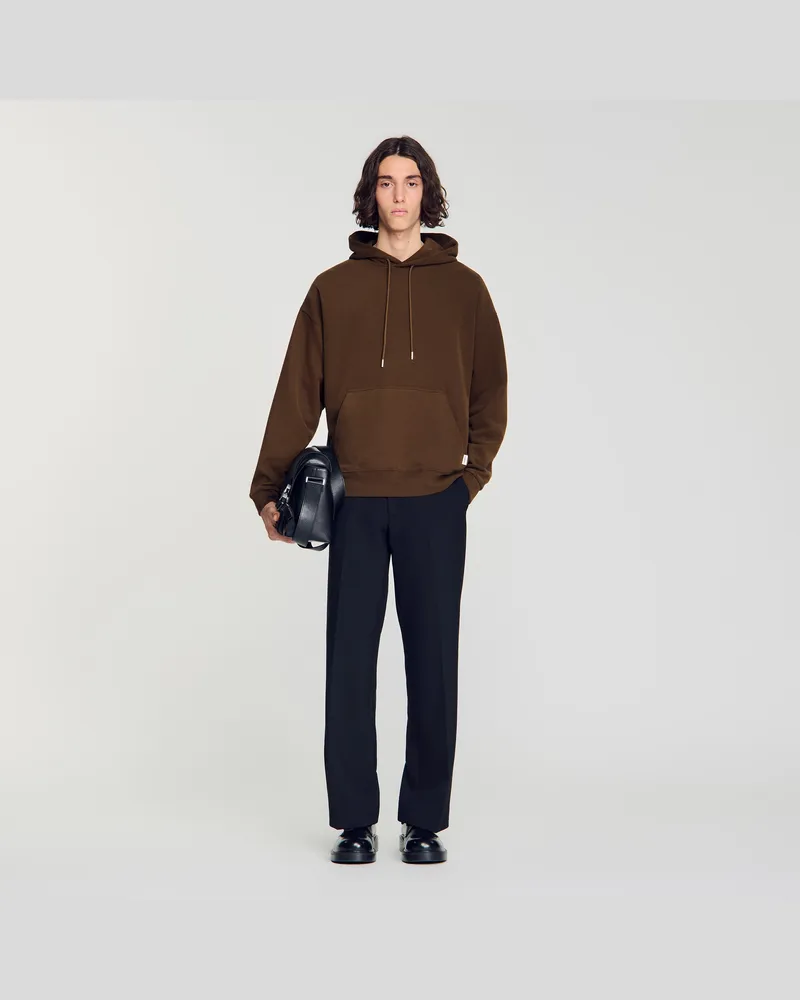 Sandro Oversize-Kapuzensweatshirt Tabak