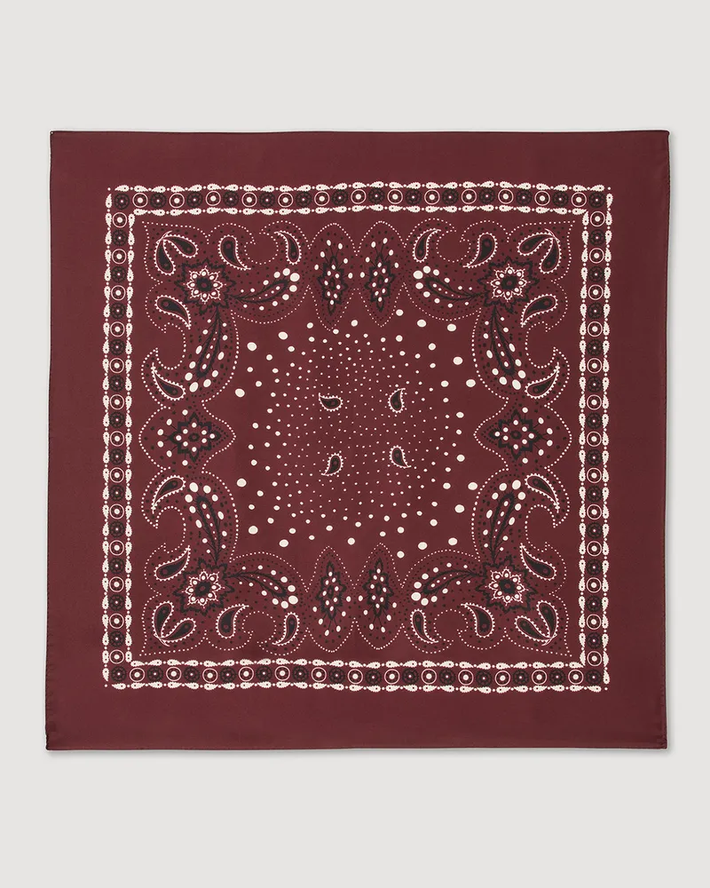 Sandro Seidenhalstuch mit Bandana-Print Bordeaux