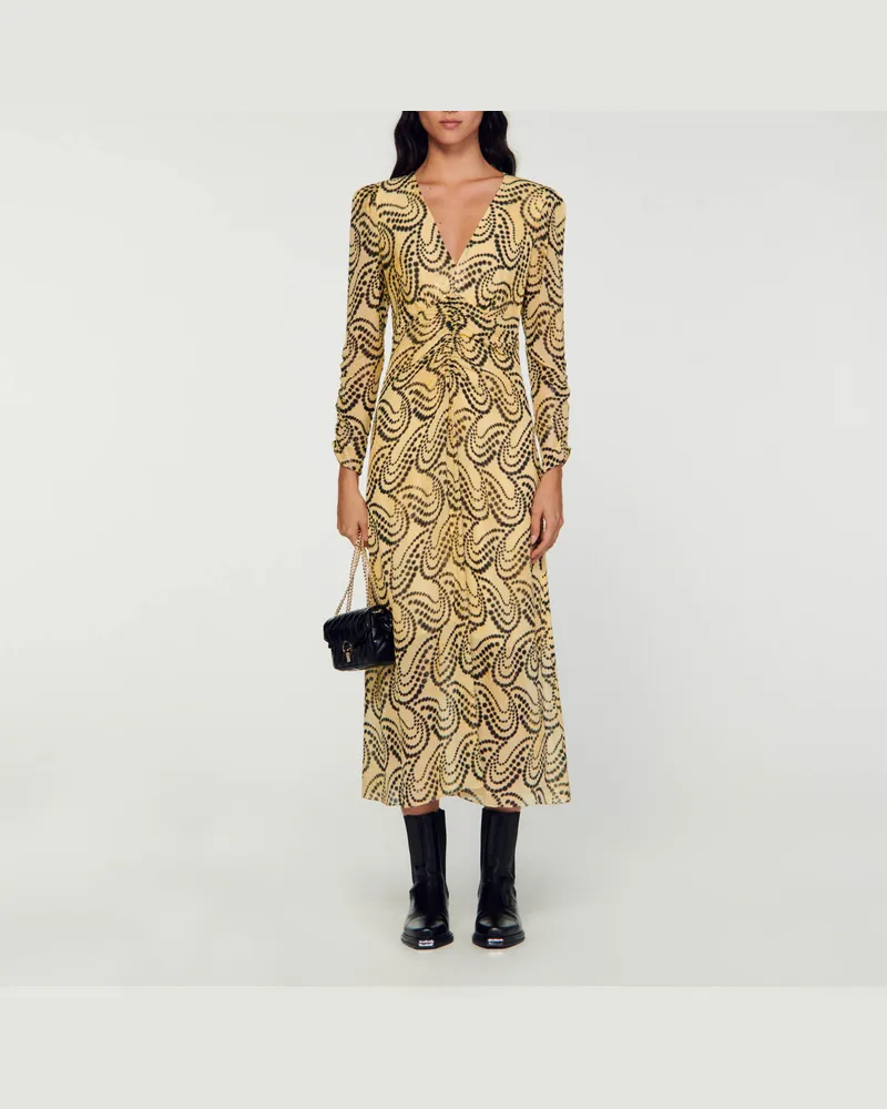 Sandro Kleid mit Paisleymuster Gelb