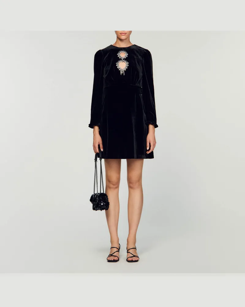 Sandro Kurzes Paillettenkleid Schwarz