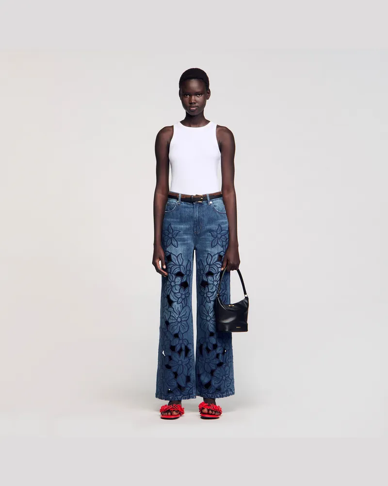 Sandro Bestickte Jeans Jeansblau