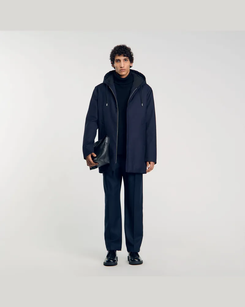 Sandro Parka mit Reißverschluss und Kapuze Marine
