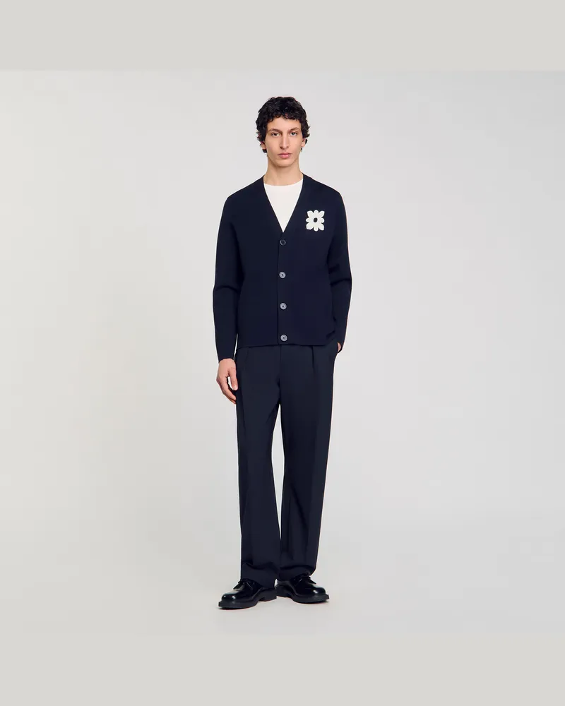 Sandro Cardigan mit Blumendetail Marine