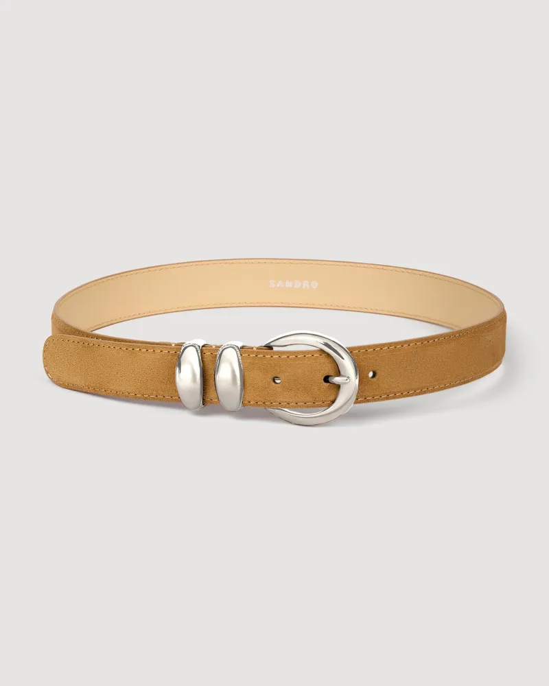 Sandro Ledergürtel mit Metallschnalle Beige