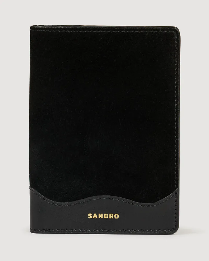 Sandro Passhülle aus Leder und Velours Schwarz