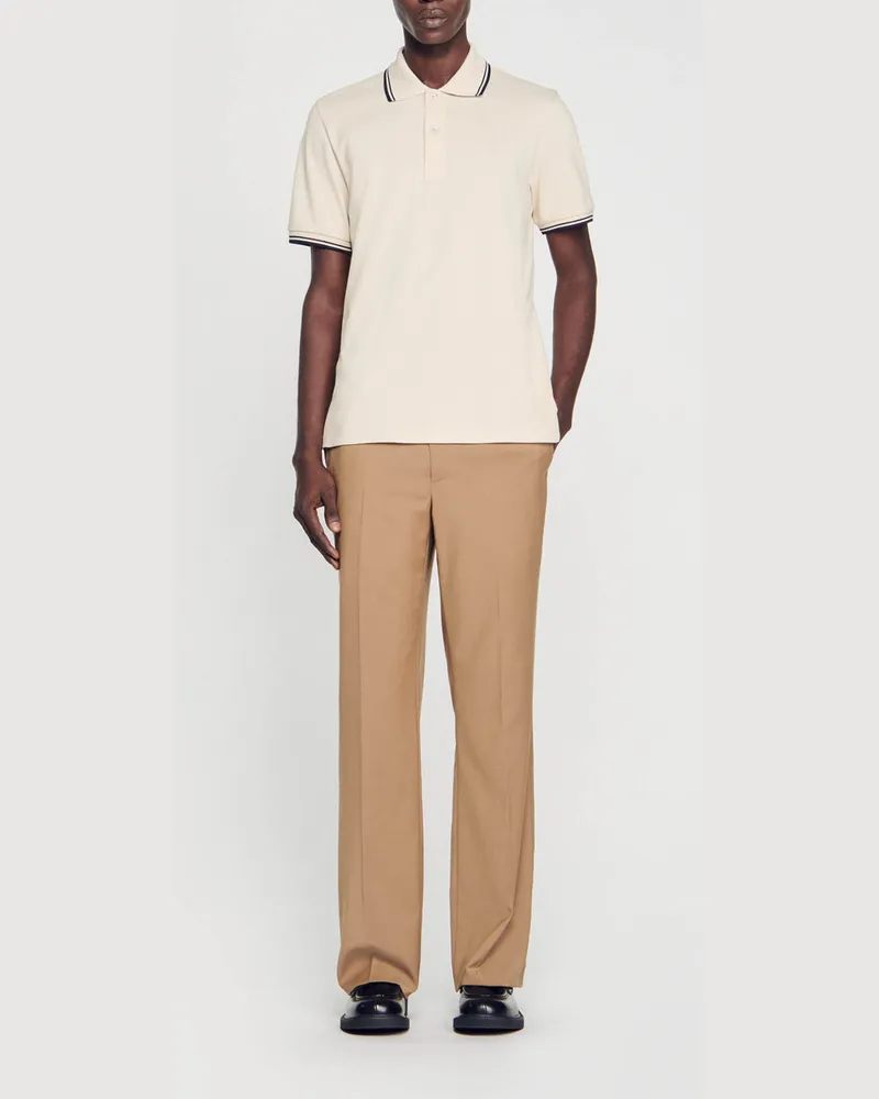 Sandro Poloshirt aus Piqué-Baumwolle Greige