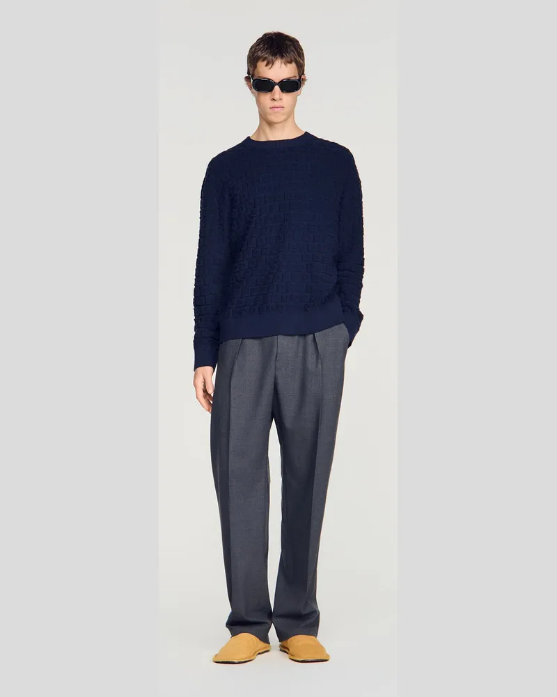 Sandro Pullover aus Frottee Marine