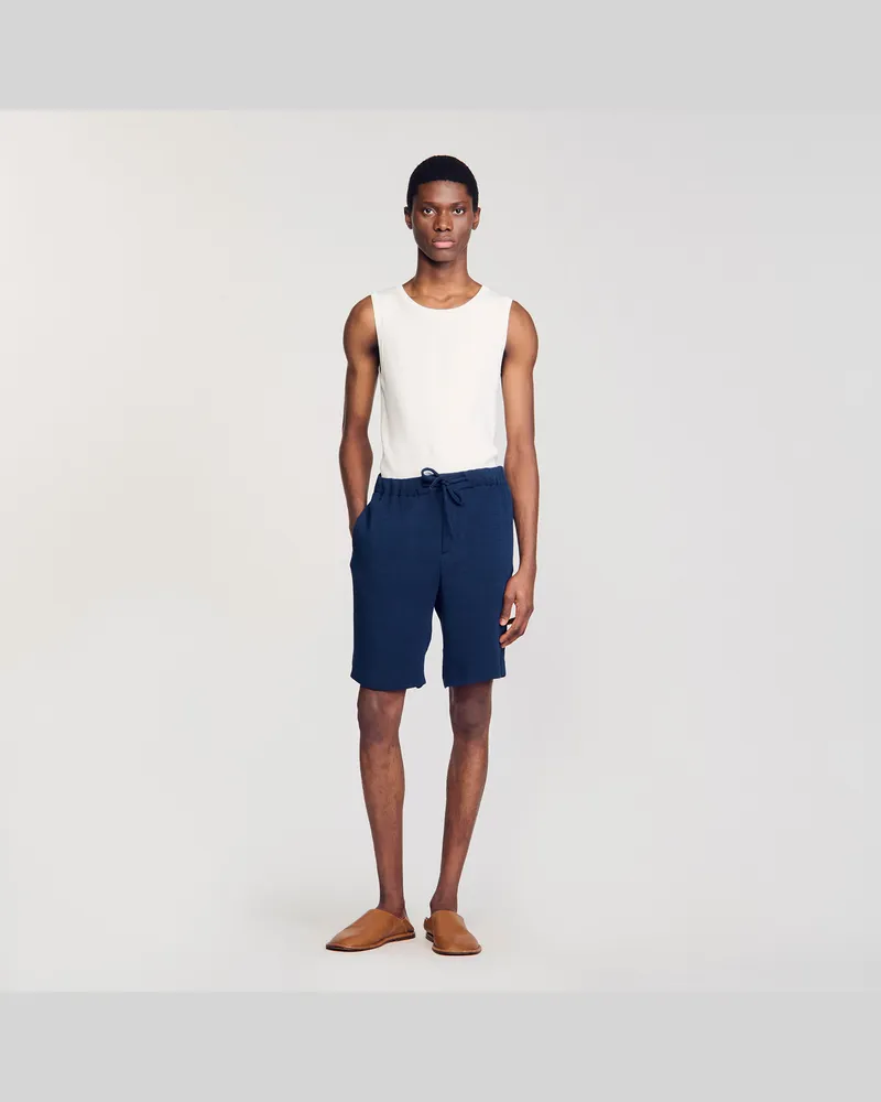 Sandro Plissierte Bermudashorts Bleu