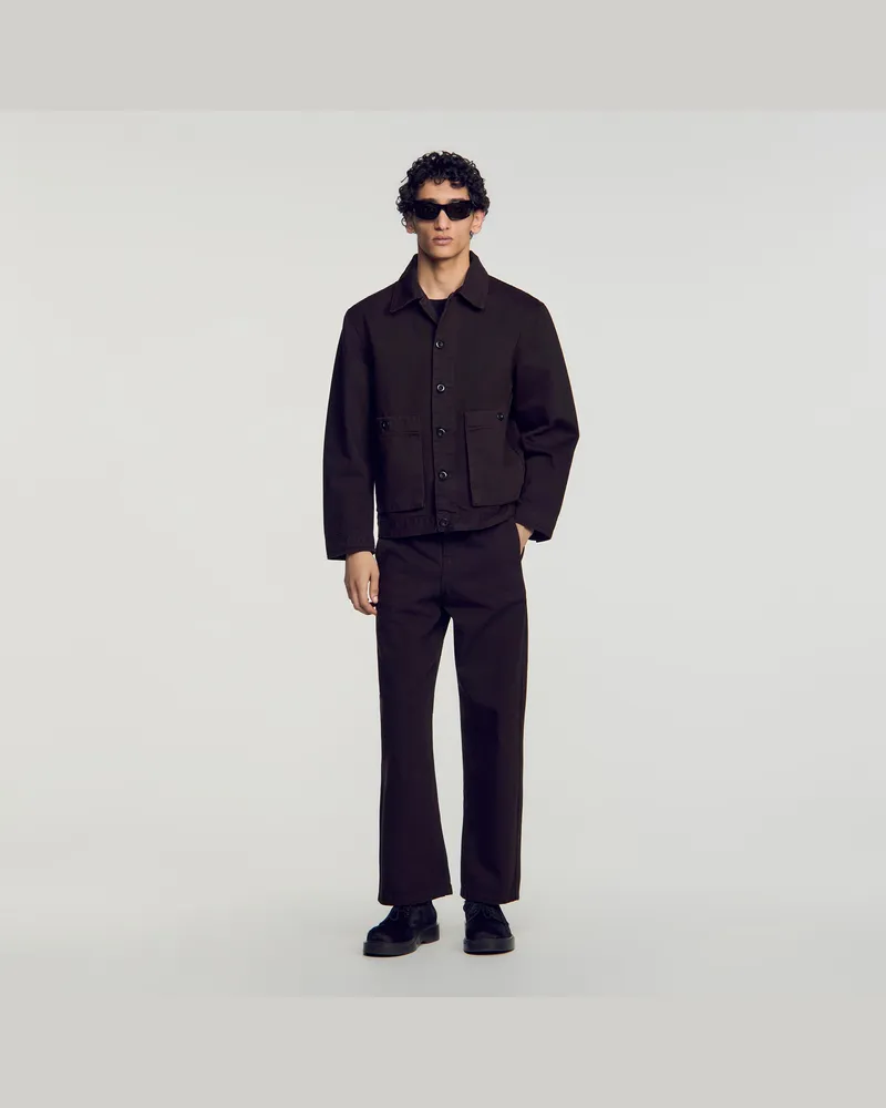 Sandro Worker-Jacke aus Denim Schokolade