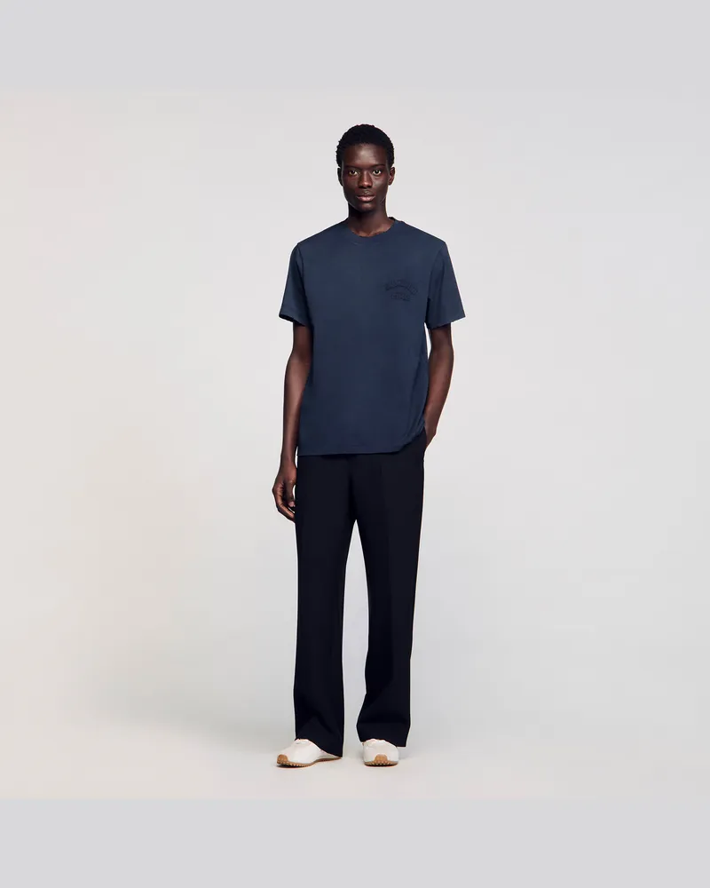 Sandro T-Shirt mit verwaschener Optik Marine
