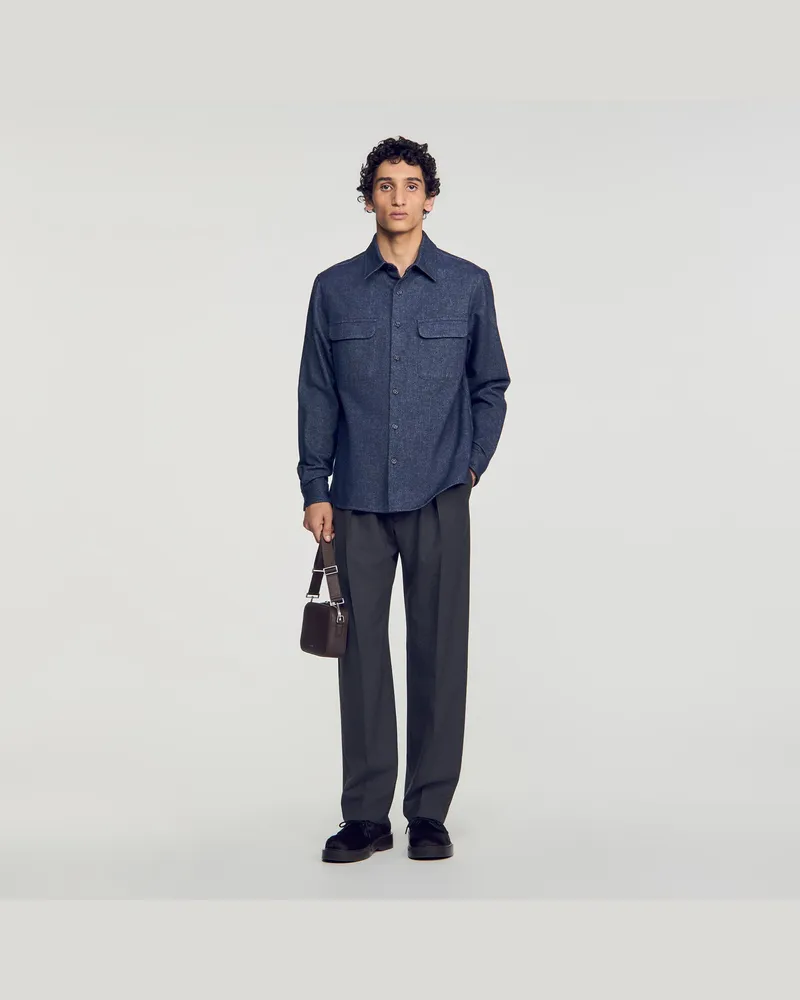 Sandro Baumwollflanellhemd Blau