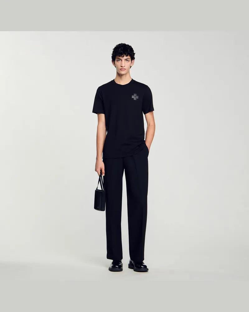 Sandro Cross-T-Shirt Schwarz
