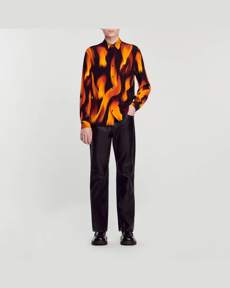 Sandro Hemd mit Flammenmuster Schwarz