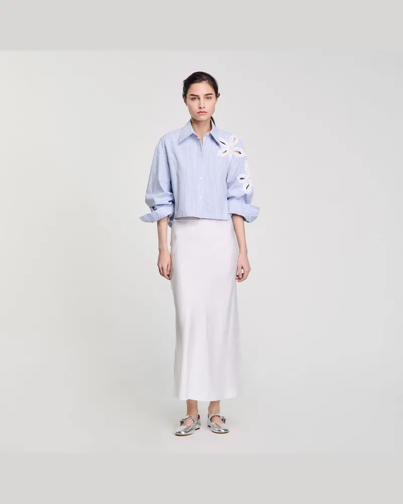 Sandro Gestreifte Hemdbluse Himmel-blau