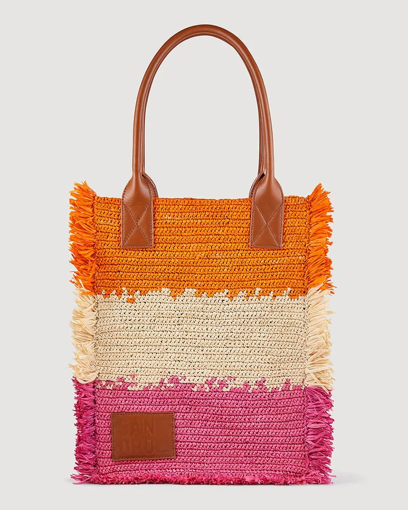 Sandro Tote Bag aus Raffia Mehrfarbig