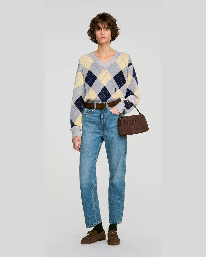 Sandro Argyle-Pullover mit Strassbesatz Gris
