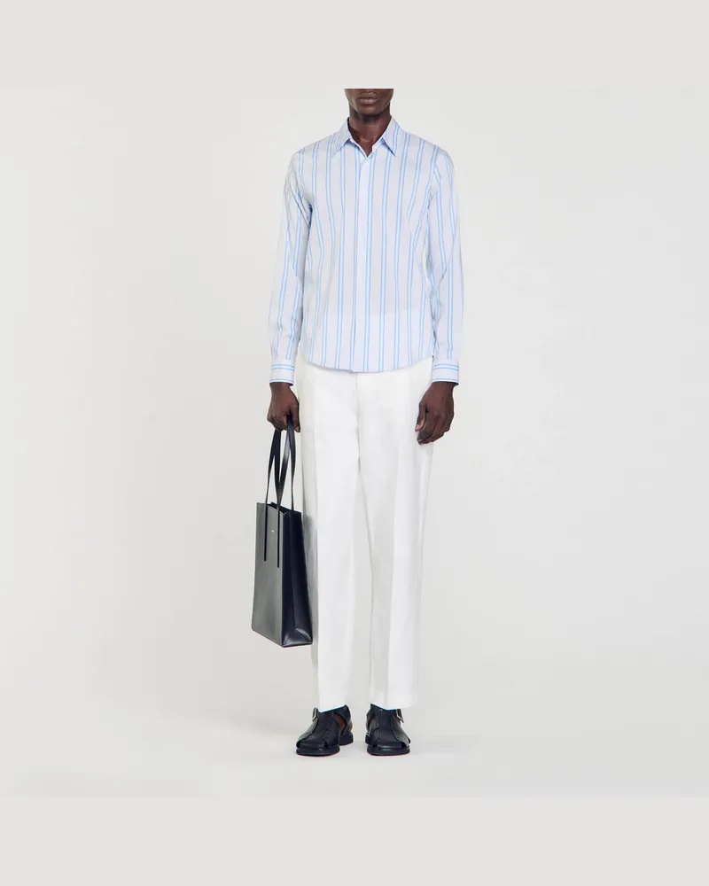 Sandro Gestreiftes Hemd Hell-blau