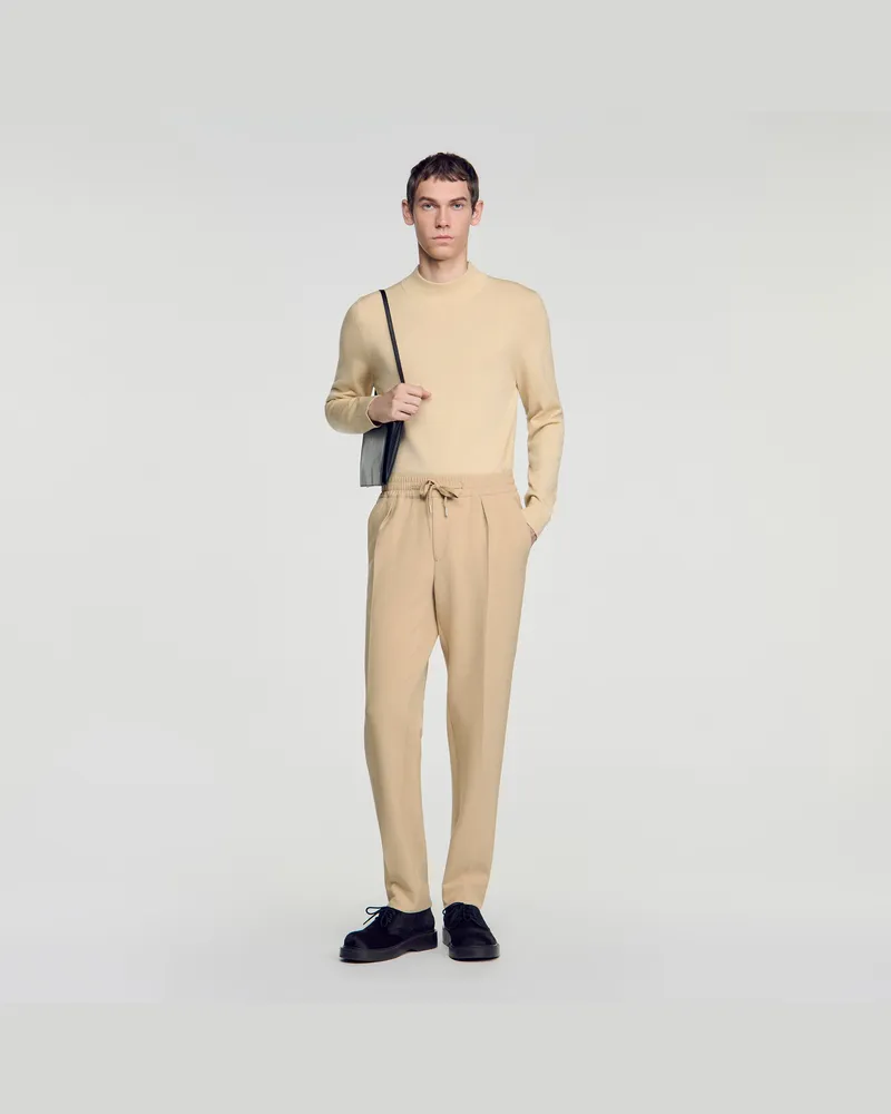 Sandro Gerade Hose mit Gummibund Cappucino