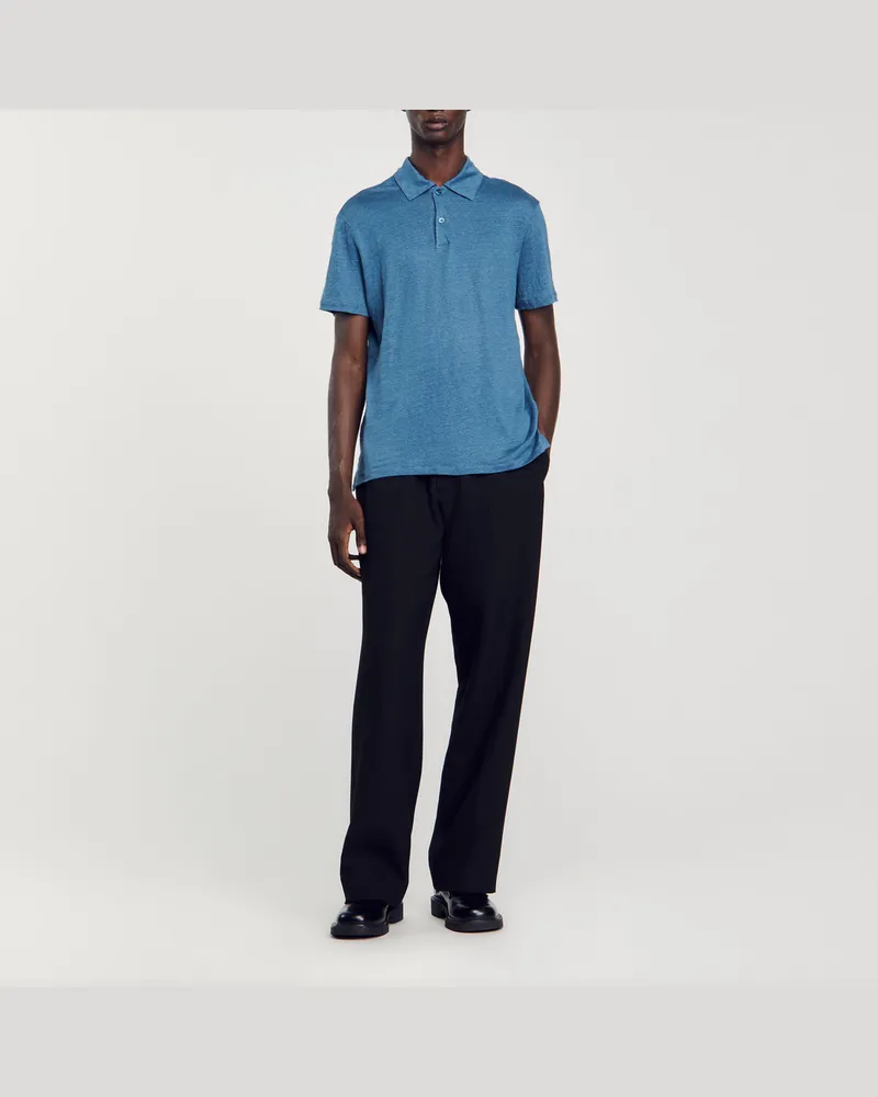 Sandro Poloshirt aus Leinen Azur