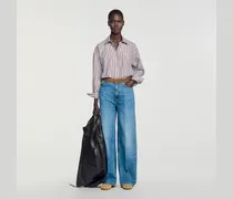 Oversize-Streifenbluse mit Strass