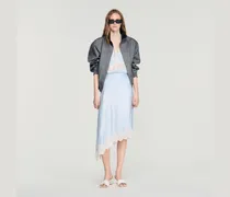 Asymmetrischer Satinrock mit Spitze