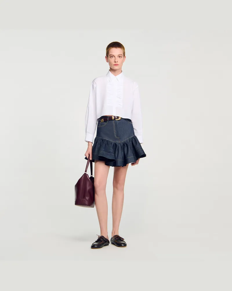 Sandro Kurze Hemdbluse mit Knotendetails Weiß