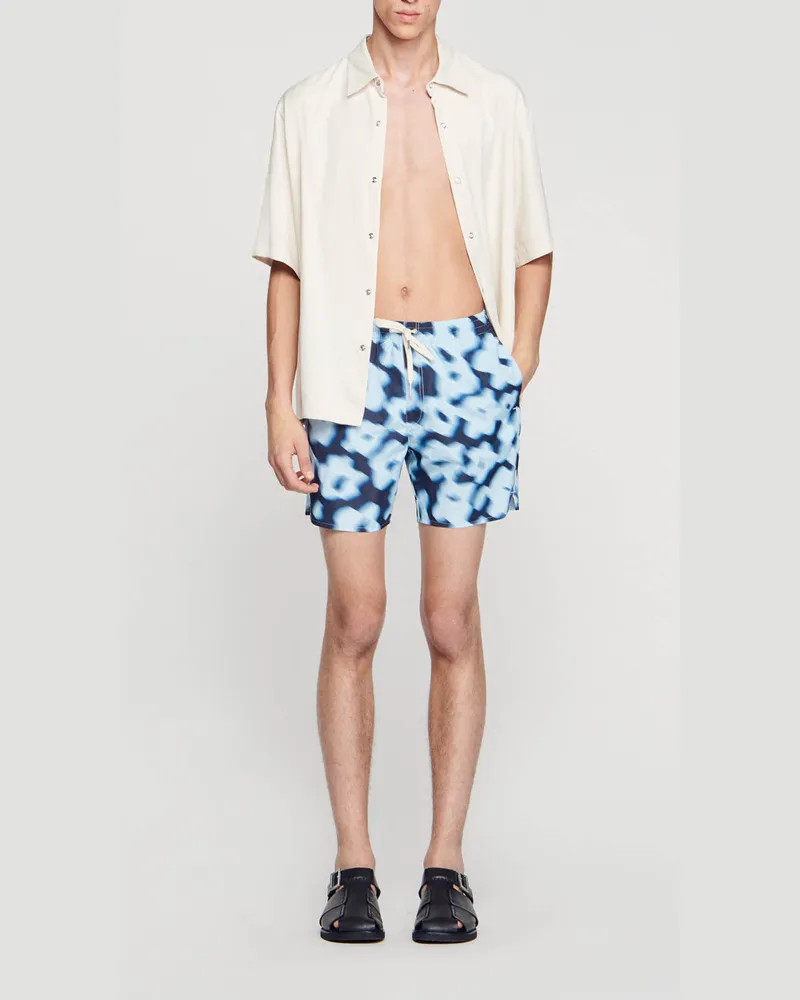 Sandro Badehose mit Blumen-Print Blau