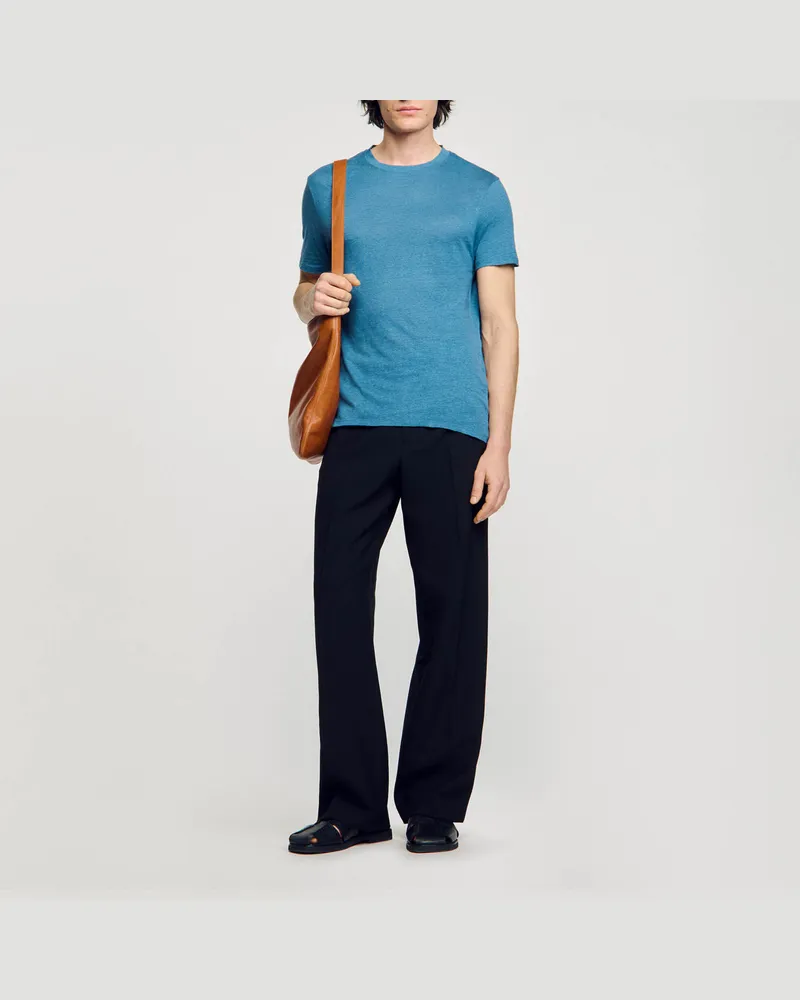 Sandro T-Shirt aus zertifiziertem Leinen Azur