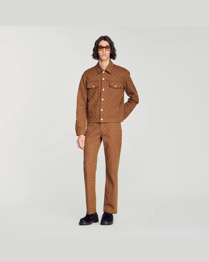 Sandro Denim-Blouson mit Square Cross Tabak