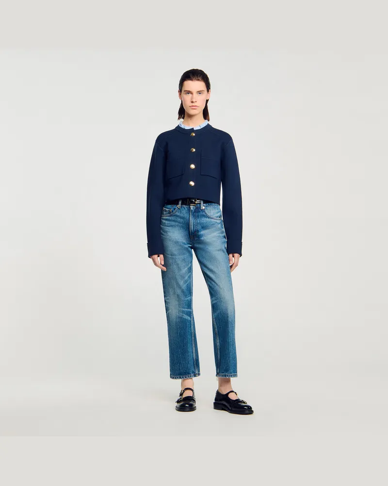 Sandro Cardigan mit abnehmbarem Kragen Marine