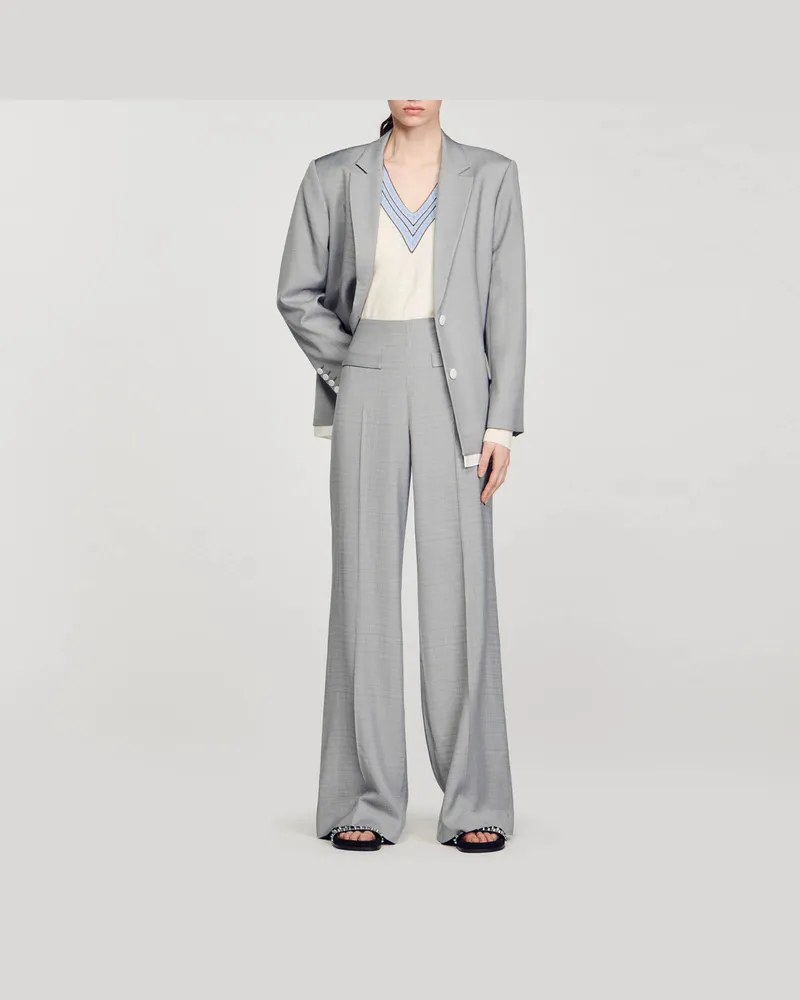 Sandro Schlaghose mit hohem Bund Hell-grau