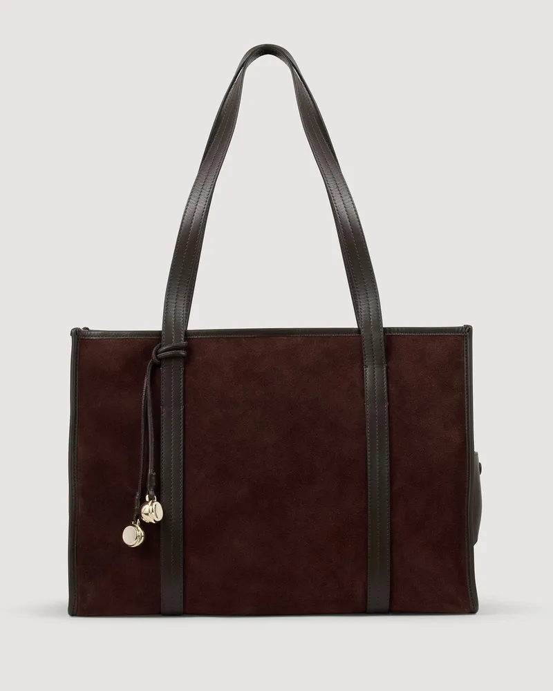 Sandro Shopper-Tasche aus Veloursleder Mahogany