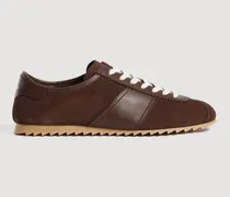 Niedrige Leder-/Wildleder-Sneakers