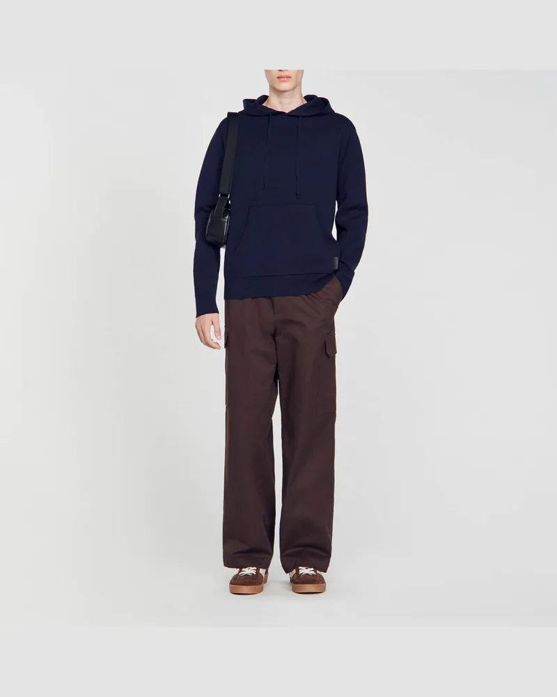 Sandro Strick-Hoodie Marine