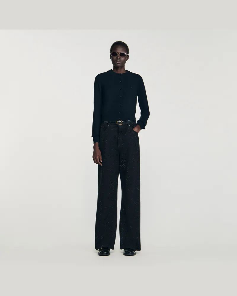 Sandro Cardigan mit Volants Schwarz